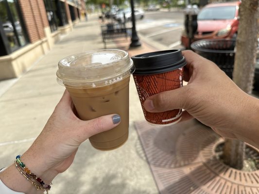 Photo of Tree City Coffee & Pastry - Kent, OH, US. Cheers! Iced Caramel Macchiato and cortado