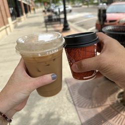Tree City Coffee & Pastry - Cheers! Iced Caramel Macchiato and cortado