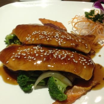 Ocean Asian Cuisine - Salmons teriyaki over a bed of mushrooms,asparagus , and broccoli . Tasted very good. - Japanese Near Me - Sewell, New Jersey Ocean Asian Cuisine - Salmons teriyaki over a bed of mushrooms,asparagus , and broccoli . Tasted very good. - Japanese Near Me - Sewell, New Jersey