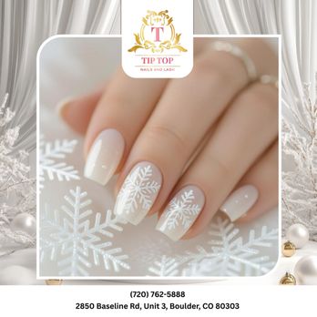 Tip Top Nails And Lash - Stunning square-shaped nails with shimmering white snowflake art for a clean, winter vibe. Visit us in Boulder now! - Nail Salons Near Me - Boulder, Colorado Tip Top Nails And Lash - Stunning square-shaped nails with shimmering white snowflake art for a clean, winter vibe. Visit us in Boulder now! - Nail Salons Near Me - Boulder, Colorado