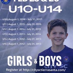 Tierrasanta Soccer - Competitive team tryouts Feb 25 and 26. Preregster at http//:citysctierrasanta.com