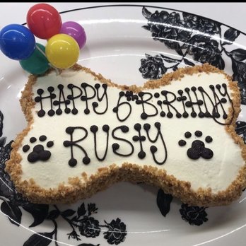 The Dog Bakery - Bone cake with peanuts & dark writing - Pet Stores Near Me - Pasadena, California