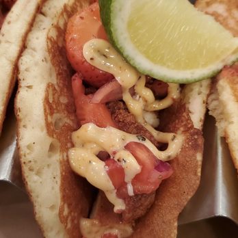 Treylor Park - Chicken and Pancake taco - New American Near Me - Savannah, Georgia Treylor Park - Chicken and Pancake taco - New American Near Me - Savannah, Georgia