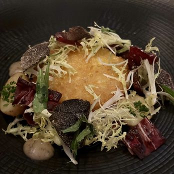 Le Cirque - Winter Salad with Parmesan crusted goat cheese in the center - French Near Me - Las Vegas, Nevada Le Cirque - Winter Salad with Parmesan crusted goat cheese in the center - French Near Me - Las Vegas, Nevada