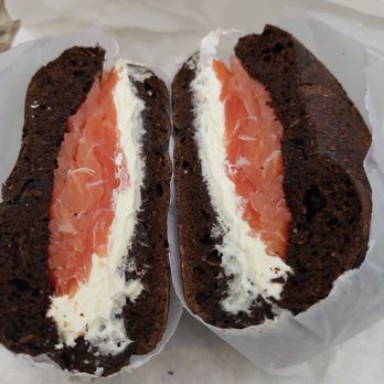 Bagel Rx - the inside of a bagel with cream cheese and salmon - Coffee & Tea Near Me - New York, New York Bagel Rx - the inside of a bagel with cream cheese and salmon - Coffee & Tea Near Me - New York, New York