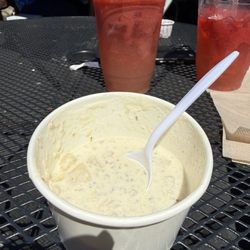Chowder, strawberry lemonades