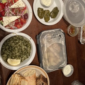 Nostos - Takeout - salad, spinach rice, dolmas, breads, chicken skewers - Greek Near Me - Vienna, Virginia Nostos - Takeout - salad, spinach rice, dolmas, breads, chicken skewers - Greek Near Me - Vienna, Virginia