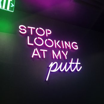 Puttshack - Denver - Bathroom sign - Mini Golf Near Me - Denver, Colorado