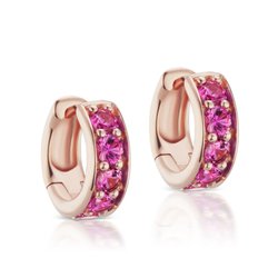 Ylang Ylang - Jane Taylor Cirque Classic Hoops with Round Hot Pink Sapphires