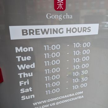 Gong Cha - Posted business hours - Bubble Tea Near Me - Hoboken, New Jersey Gong Cha - Posted business hours - Bubble Tea Near Me - Hoboken, New Jersey