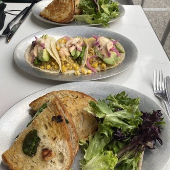 Slate Cafe - Kale Reuben (Vegetarian) and Corn & Quinoa Tacos - Cafes Near Me - New York, New York Slate Cafe - Kale Reuben (Vegetarian) and Corn & Quinoa Tacos - Cafes Near Me - New York, New York
