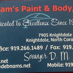 Debnam's Auto Body & Towing Service - Business card