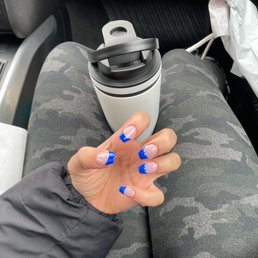 Blue French Tip w designs Blue French Tip w designs