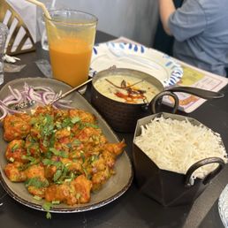 Dynamite Chicken, Mugalai Chicken, Mango Lassi Dynamite Chicken, Mugalai Chicken, Mango Lassi