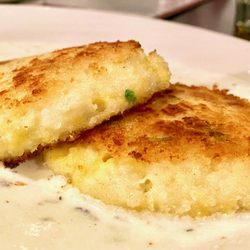 Sir Edmond Halley's - Halley's Irish Potato Cakes with goat cheese sauce