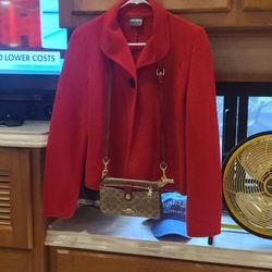 Victoria's Closet - Red wool jacket and Coach purse