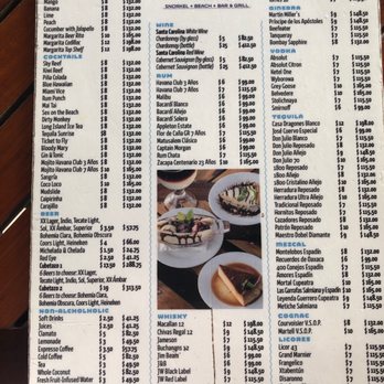 Sky Reef - Bar menu - Mexican Near Me - Cozumel, ROO