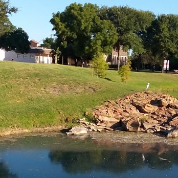 Cottonwood Park - Yellow-Crowned Night Heron (bottom left corner),  Great Egret (middle),  Blue Heron (far right) - Parks Near Me - Richardson, Texas