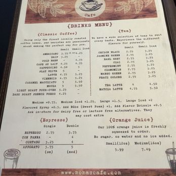 Moma’s Cafe - Drink menu - Cafes Near Me - Orlando, Florida