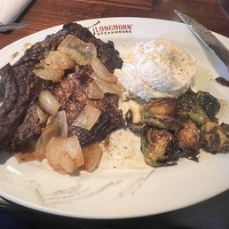 Outlaw Ribeye Crispy Brussels Sprouts, Mashed Potatoes Outlaw Ribeye Crispy Brussels Sprouts, Mashed Potatoes