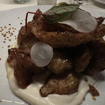 AG Inspired Cuisine - Sunchokes with celery root puree and honey. - French Near Me - Niagara Falls, Ontario AG Inspired Cuisine - Sunchokes with celery root puree and honey. - French Near Me - Niagara Falls, Ontario