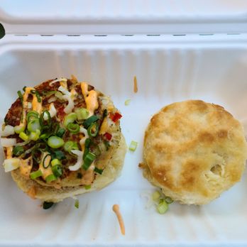 Brown Butter - Crabby biscuit! This was really good. Crab with just enough binding to hold it together. - Coffee & Tea Near Me - Brooklyn, New York
