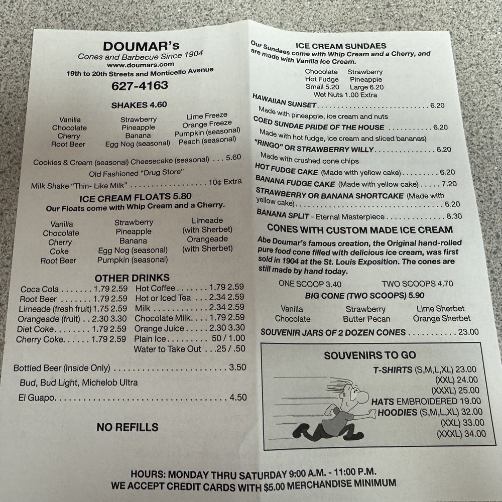 Doumar's Cones & Barbecue - Menu - Barbeque Near Me - Norfolk, Virginia