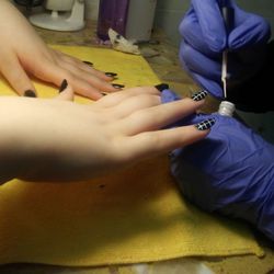 D & D Nails & Tanning - She free hand drew this grid design on my kids nails, I'm impressed!