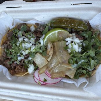 Tacos El Primo - Carne Asada tacos, the asada is charred nicely and is very flavorful - Mexican Near Me - San Francisco, California Tacos El Primo - Carne Asada tacos, the asada is charred nicely and is very flavorful - Mexican Near Me - San Francisco, California