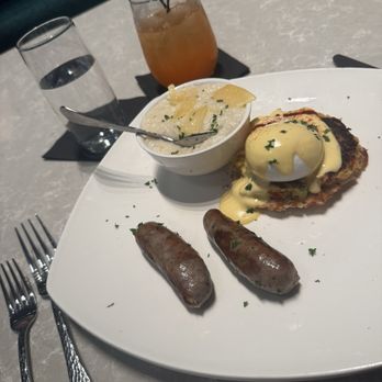 The Serve - Grits, sausage, crab cake benedict - American Near Me - Cornelius, North Carolina