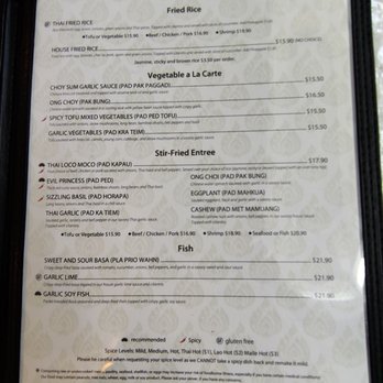 Maile's Thai Bistro - Menu - Thai Near Me - Honolulu, Hawaii