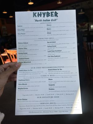 Menu photo 2 Khyber North Indian Grill Houston, TX