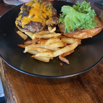 JJ’s Table and Bar - Bacon Jam Burger with only a half serving of fries. - New American Near Me - Lakeside Marblehead, Ohio JJ’s Table and Bar - Bacon Jam Burger with only a half serving of fries. - New American Near Me - Lakeside Marblehead, Ohio