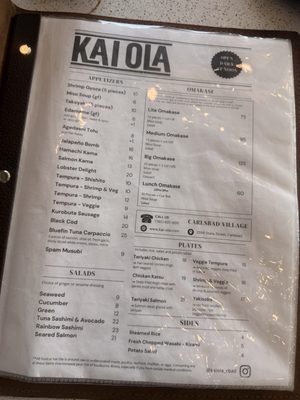 Menu photo 1 Kai Ola Sushi | Carlsbad Carlsbad, CA Menu photo 1 Kai Ola Sushi | Carlsbad Carlsbad, CA