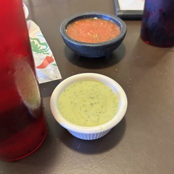 Jaimes Rancho - Verde and Roja salsa.  Both very tasty - Mexican Near Me - Mount Enterprise, Texas