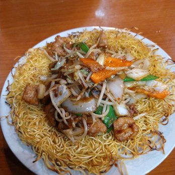 Tiger Lily 2 - Pan fried crispy noodles with pork and vegetables in a light brown sauce - Korean Near Me - Fishers, Indiana