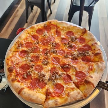 Lego’s Pizza - 16" pizza with pepperoni and Italian sausage. - Burgers Near Me - Bel Air, Maryland