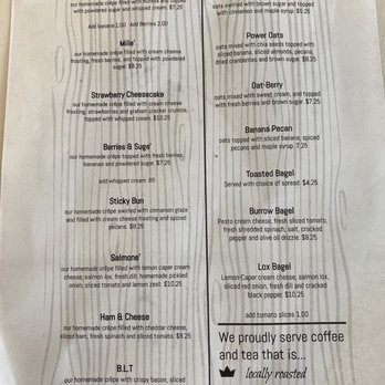 The Burrow Cafe - Crepes and Bagel menu - Creperies Near Me - Albuquerque, New Mexico