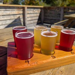 North Country Hard Cider - Colorful flight on their deck