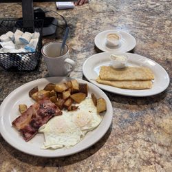 Francoeur's Cafe - 2 eggs, ham, pan fries, fresh cut in house. What French/Canadian restaurant would be complete without crepes. Bottomless coffee.