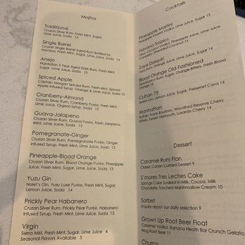 Havana - Drink menu - Cuban Near Me - Walnut Creek, California