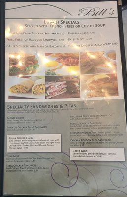 Menu photo 1 Bill's Restaurant Hummelstown, PA