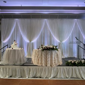 The Wedding Linen Company - Pipe & draping w/bunching accents. Cake table: blush underlay w/ivory tulle overlay. Sweetheart: ivory underlay w/blush floral overlay - Party Equipment Rentals Near Me - Pearl City, Hawaii The Wedding Linen Company - Pipe & draping w/bunching accents. Cake table: blush underlay w/ivory tulle overlay. Sweetheart: ivory underlay w/blush floral overlay - Party Equipment Rentals Near Me - Pearl City, Hawaii