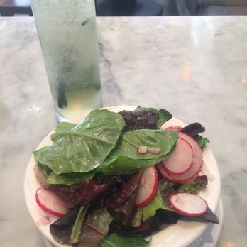 Orange Blossom - $6 Salad full of just lettuce and radishes.  Very small plate.  Like a side salad.  Not worth $6 at all. - Breakfast & Brunch Near Me - Miami Beach, Florida
