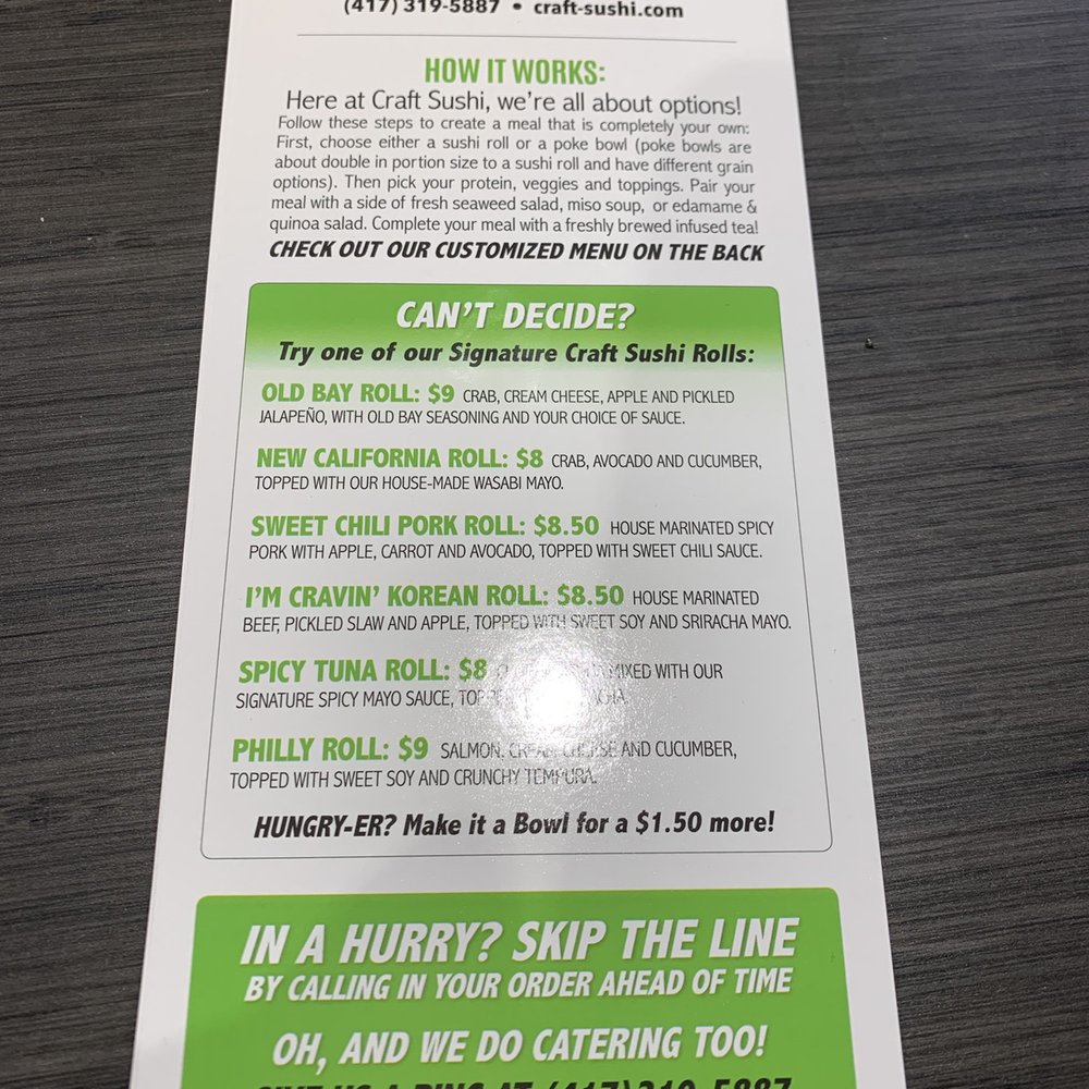 Craft Sushi - Sushi Bars Near Me - Springfield, Missouri