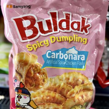 Kimchi Mart - Trying the Buldak dumplings especially since the Carbonara pink package is our fave! - International Grocery Near Me - Coral Springs, Florida