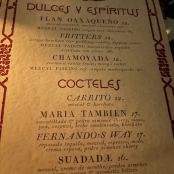 Quixote - Dessert menu, a bit more readable when using the flashlight on phone - Mexican Near Me - San Diego, California Quixote - Dessert menu, a bit more readable when using the flashlight on phone - Mexican Near Me - San Diego, California