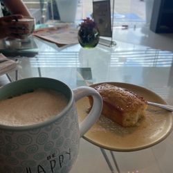 New York Coffee - Latte coffee and corn bread!