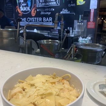 The Oyster Bar - Fettuccine with shrimp. Can you see all the freshly shaved parm?! - Bars Near Me - Stateline, Nevada