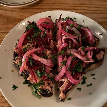 Salt's Cure - Chicken liver toast with pickled red onions. Get this! - Breakfast & Brunch Near Me - Los Angeles, California Salt's Cure - Chicken liver toast with pickled red onions. Get this! - Breakfast & Brunch Near Me - Los Angeles, California